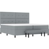 Box Spring Krevet s Madracem &amp Klupom Svjetlosiva 200x200 cm Tkanina | shoptok.hr