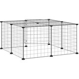  Kavez za ljubimce s 12 panela i vratima crni 35 x 35 cm čelični | shoptok.hr