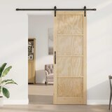  Klizna vrata Prirodna i crna 83 x 232 cm Masivna borovina | Eponuda.com
