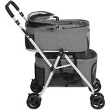  2-slojna sklopiva kolica za pse siva 83x48x97 cm tkanina oxford | shoptok.hr
