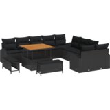 vidaXL 13-delni set vrtnih sof z blazinami črna poli ratan akacija, 2-sedežna vrtna sofa s shrambo in blazinami črna poli ratan, 3-delni vrtni jedilni set z blazinami črna poli ratan akacija | Shoptok.si