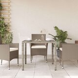  Vrtni stol sa staklenom pločom sivi 90x90x75 cm od poliratana | shoptok.hr