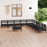 The Living Store Vrtna sedežna garnitura 10-delna trdna borovina črna - Vrtna Sedežna Garnitura, (21466869) | Shoptok.si