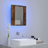 vidaXL LED kopalniška omarica z ogledalom dimljeni hrast 40x12x45 cm | Shoptok.si