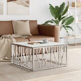  Stolić za kavu srebrni 80x80x40 cm nehrđajući čelik i staklo | shoptok.hr