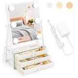  Ogledalo Smile Hollywood x 6 lampi s 3 ladice za nakit stolno 25 x 40 cm – Crno | Eponuda.ba