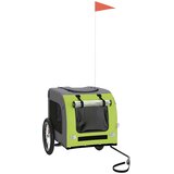 Prikolica za bicikl za pse zeleno-siva od tkanine i željeza | shoptok.hr
