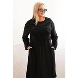 Kesi Włoski Plus Size women's dress with cotton embroidery black | Shoptok.si