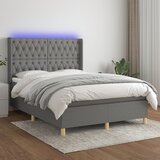  box spring s madracem LED tamnosivi 140x200 cm tkanina | shoptok.hr