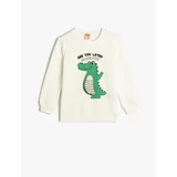 Koton Dinosaur Sweatshirt Crew Neck Long Sleeve Cotton