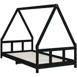  Otroški posteljni okvir črn 90x190 cm trdna borovina, (20787643) | Shoptok.si