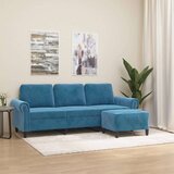  Trosjed s tabureom plavi 180 cm baršunasti | shoptok.hr