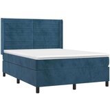  Box spring postelja z vzmetnico temno modra 140x200 cm žamet, (20901814) | Shoptok.si