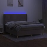  box spring s madracem LED smeđesivi 160x200 cm tkanina | shoptok.hr