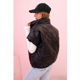Kesi Włoski Women's quilted vest with short sleeves and a stand-up collar black | shoptok.hr
