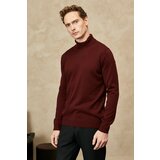 ALTINYILDIZ CLASSICS Men's Claret Red Anti-Pilling, Anti-Pilling Feature Standard Fit Full Turtleneck Knitwear Sweater. Cene'.'