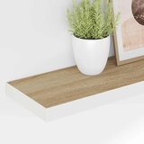 Plutajuća zidna polica boja hrasta i bijela 90x23,5x3,8 cm MDF | shoptok.hr