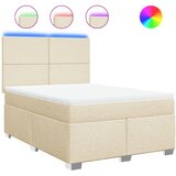  Krevet s oprugama i madracem krem 140x200 cm od tkanine | shoptok.hr