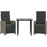  3-dijelni bistro set od poliratana s jastucima sivi Siva Dužina stola 80 cm | shoptok.hr