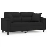 Maison Chic kavč - Sofa - Kanape dvosed z blazinami črn 140 cm tkanina iz mikrovlaken, (21727937) | Shoptok.si