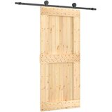  Klizna vrata Prirodna i crna 90 x 210 cm Čvrsta borovina | shoptok.hr