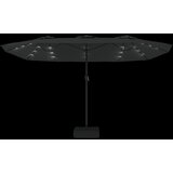  Dvostruki vrtni suncobran s LED svjetlima crni 449 x 265 cm | Eponuda.com