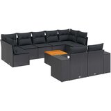  10-dijelni set vrtnih sofa s jastucima crni od poliratana | shoptok.hr