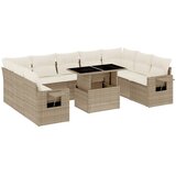  10-dijelni set vrtnih sofa s jastucima bež od poliratana 100 x 55 x 73 cm | Shoptok.si