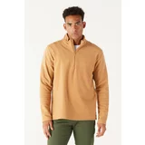 AC&Co / Altınyıldız Classics Men's Caramel Anti-pilling Anti-Pilling Standard Fit Bato Collar Cold-Proof Fleece Sweatshirt.