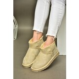 Fox Shoes R612018402 Beige Women's Suede Ankle Boots with Pile Inner Ankle Cene
