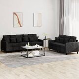 vidaXL 2-dijelni set sofa s jastucima crni baršunasti Cijene