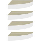 vidaXL Kutne zidne police 4 kom boja hrasta i bijele 25x25x3,8 cm MDF | shoptok.hr