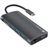 Natec NMP-2162 FOWLER 2 V2, USB Type-C 8-in-1 Multi-port Adapter (USB3.0 Hub + USB-C + HDMI + PD3.0 + SD/MicroSD card reader + Gigabit LAN), 4K/60Hz, Max. 100W Output, Darg Grey | ePonuda.com
