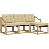 vidaXL Zunanja garnitura za sedenje z blazino 4 pcs Bela in bež, (5000279643) | Shoptok.si