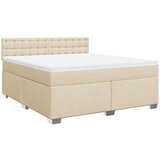 vidaXL Box spring postelja z vzmetnico krem 180x200 cm blago | Shoptok.si