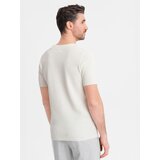 Ombre Men's knitted t-shirt with fine texture - white | Shoptok.si