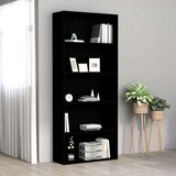 vidaXL Ormarić za knjige s 5 razina crni 80 x 30 x 189 cm od iverice | shoptok.hr