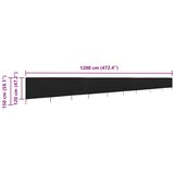  Vjetrobran s 9 panela od tkanine 1200 x 120 cm crni | shoptok.hr