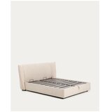 Kave Home Bež oblazinjena zakonska postelja iz šenilje s prostorom za shranjevanje z letvenim dnom 160x200 cm Arvian – | Shoptok.si