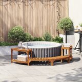 vidaXL Obroba za masažno kad polkrožna 252x111.5x55.5 cm iz trdega akacijevega lesa | Shoptok.si