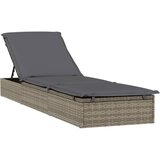 Maison Chic Ležalnik - Sončna ležalnik 1 kos z blazino siv 201x55x62 cm poli ratan, (22042667) Cene