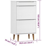 Ormarić za cipele MOLDE bijeli 59,5x35x103 cm masivna borovina | shoptok.hr