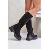 Zazoo Suede Knee High Warm Boots Black 70145 | shoptok.hr