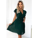 numoco basic Chiffon pleated dress with a neckline and ruffles Numoco | Shoptok.si