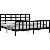  Za krevet s uzglavljem crni 200 x 200 cm od masivnog drva | shoptok.hr