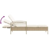  Ležalnik z blazino bež 63x200x81 cm poli ratan | Shoptok.si