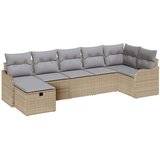 vidaXL 7-dijelni vrtni sofa set s jastučićima bež poli ratan, 2-sjedalni vrtni kauč s pohranom i jastučićima bež poli ratan | shoptok.hr
