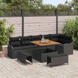  Sjedeća garnitura za vrt 9 kom. Crna poliratan 287,5 x 122,5 x 85 cm | shoptok.hr