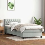 vidaXL Box spring postelja z vzmetnico svetlo siv 90x220 cm žamet | Shoptok.si