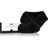 Notino Spa Collection Spa headband and make-up removal pads set set za odstranjevanje ličil s spa naglavnim trakom Black 7 kos Cene